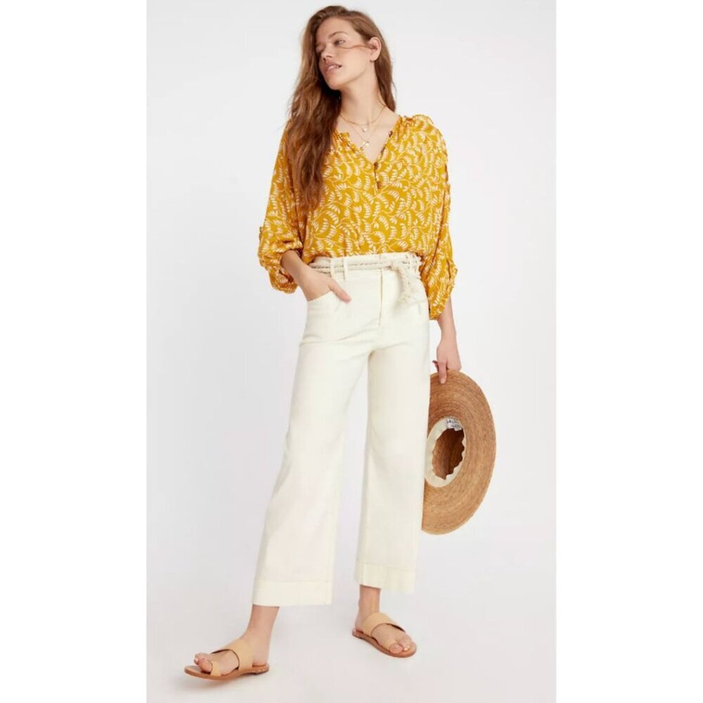ANTHROPOLOGIE Emma Cropped Wide-Leg Pants 28